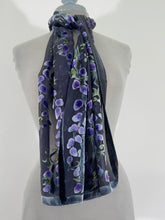 Load image into Gallery viewer, Velvet Scarf with Willows Pattern in Black

