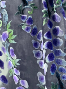 Velvet Scarf with Willows Pattern in Black