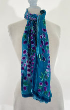 Load image into Gallery viewer, Velvet Scarf with Willows Pattern in Turquoise
