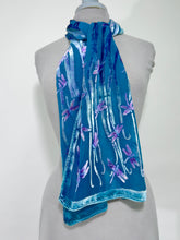 Load image into Gallery viewer, Dragonflies Scarf in Blue
