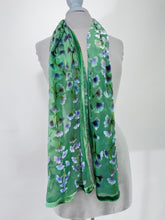 Load image into Gallery viewer, Velvet Scarf with Gingko Leaves in Green
