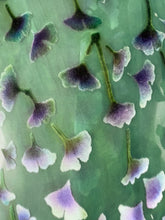Load image into Gallery viewer, Velvet Scarf with Gingko Leaves in Green
