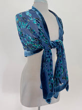 Load image into Gallery viewer, Navy Blue Velvet Scarf/Shawl in Willow Branches
