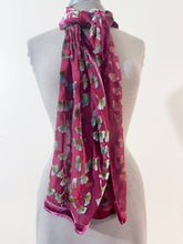 Load image into Gallery viewer, Burnout Silk Velvet Hand Painted Ginkgo Leaf Scarf in Red, Gift
