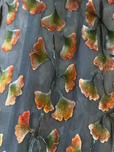 Load image into Gallery viewer, Gingko Leaves Velvet Scarf in Slate Blue
