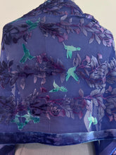 Load image into Gallery viewer, Hummingbirds Scarf/Shawl in Purple
