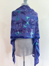 Load image into Gallery viewer, Hummingbirds Scarf/Shawl in Purple
