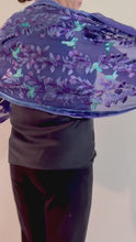 Load and play video in Gallery viewer, Hummingbirds Scarf/Shawl in Purple
