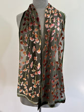 Load image into Gallery viewer, Velvet Scarf with Ginkgo Leaves in Taupe

