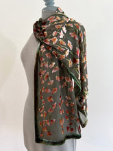 Load image into Gallery viewer, Velvet Scarf with Ginkgo Leaves in Taupe

