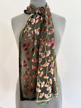 Load image into Gallery viewer, Velvet Scarf with Ginkgo Leaves in Taupe
