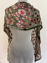 Load image into Gallery viewer, Velvet Scarf with Ginkgo Leaves in Taupe
