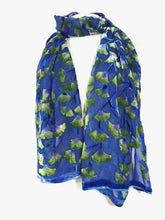 Load image into Gallery viewer, Velvet Gingko Scarf/Shawl in Blue
