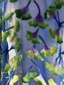 Velvet Gingko Scarf/Shawl in Blue