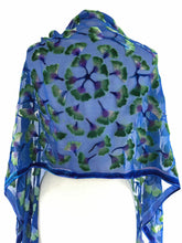 Load image into Gallery viewer, Velvet Gingko Scarf/Shawl in Blue
