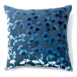 Gingko 20" Square Pillow Cover in Blue Gray
