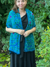 Load image into Gallery viewer, Turquoise Velvet Lily Pads Scarf/Shawl

