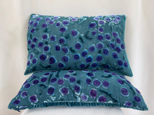 Load image into Gallery viewer, Violet Roses on a Blue Gray Background 12&quot;x20&quot; Pillow
