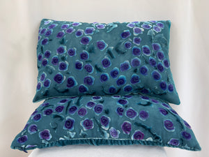 Violet Roses on a Blue Gray Background 12"x20" Pillow