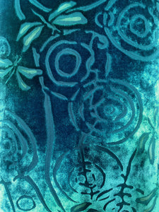 Aqua blue 12"x20" Pillow with Dragonflies Pattern-Sherit Levin