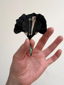 Silk Velvet Profile Flower Pin, Hair Clip.