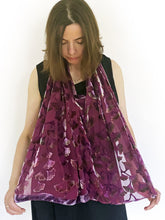 Load image into Gallery viewer, Berry Color Velvet Versatile Poncho with Gingko Pattern-Sherit Levin
