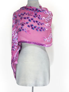 Berry Velvet Scarf/Shawl with Willows Pattern-Sherit Levin