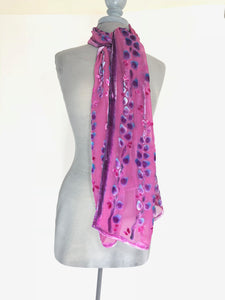 Berry Velvet Scarf/Shawl with Willows Pattern-Sherit Levin