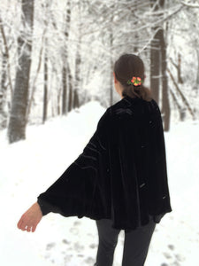 Black Cape with Burnout Velvet Dragonflies