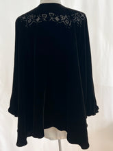 Load image into Gallery viewer, Black Cape with Burnout Velvet Pattern
