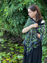 Load image into Gallery viewer, Black Velvet Lily Pads Scarf/Shawl
