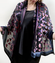 Load image into Gallery viewer, Black Scarf/Shawl with Flowers
