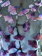 Load image into Gallery viewer, Blue Hand-Painted Gingko Leaves Burnout Velvet Scarf Shawl
