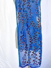 Load image into Gallery viewer, Burnout Velvet Scarf with Willows Pattern in Blue
