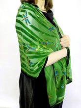 Load image into Gallery viewer, Dragonflies Green Velvet Scarf/Shawl
