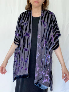 Kimono Jacket in Black with Dragonflies