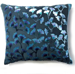 Gingko 20" Square Pillow Cover with Dark Blue reverse-Sherit Levin