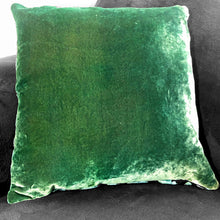 Load image into Gallery viewer, solid silk velvet spring green square pillow back
