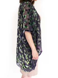 Gingko Leaves Velvet Kimono in shorter style-Sherit Levin