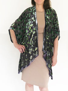 Gingko Leaves Velvet Kimono in shorter style-Sherit Levin