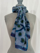 Load image into Gallery viewer, Gray Velvet Lily Pads Scarf/Shawl
