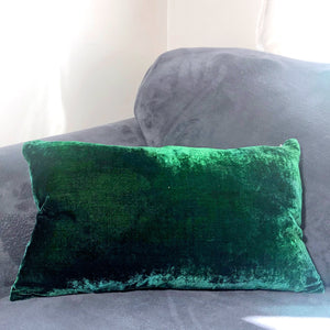 forest green silk velvet rectangular pillow back