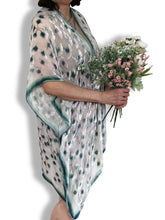 Load image into Gallery viewer, Ivory White Velvet Kimono with Painted Gingko Leaves-Sherit Levin
