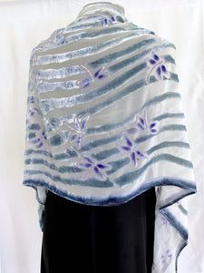 Scarf/Wrap with Dragonflies  in Ivory