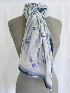 Scarf/Wrap with Dragonflies  in Ivory