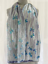 Load image into Gallery viewer, Dragonflies Scarf in Ivory
