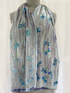 Dragonflies Scarf in Ivory