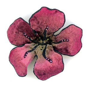 Large Fuchsia Fabric Flower Pin