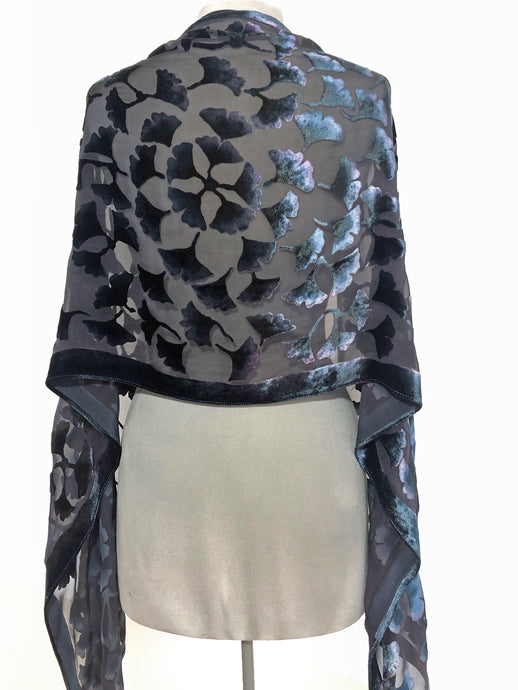 Mostly Black Velvet Scarf Wrap-Sherit Levin