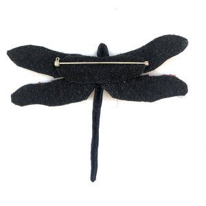 Silk Velvet Dragonfly Pin in Fuchsia